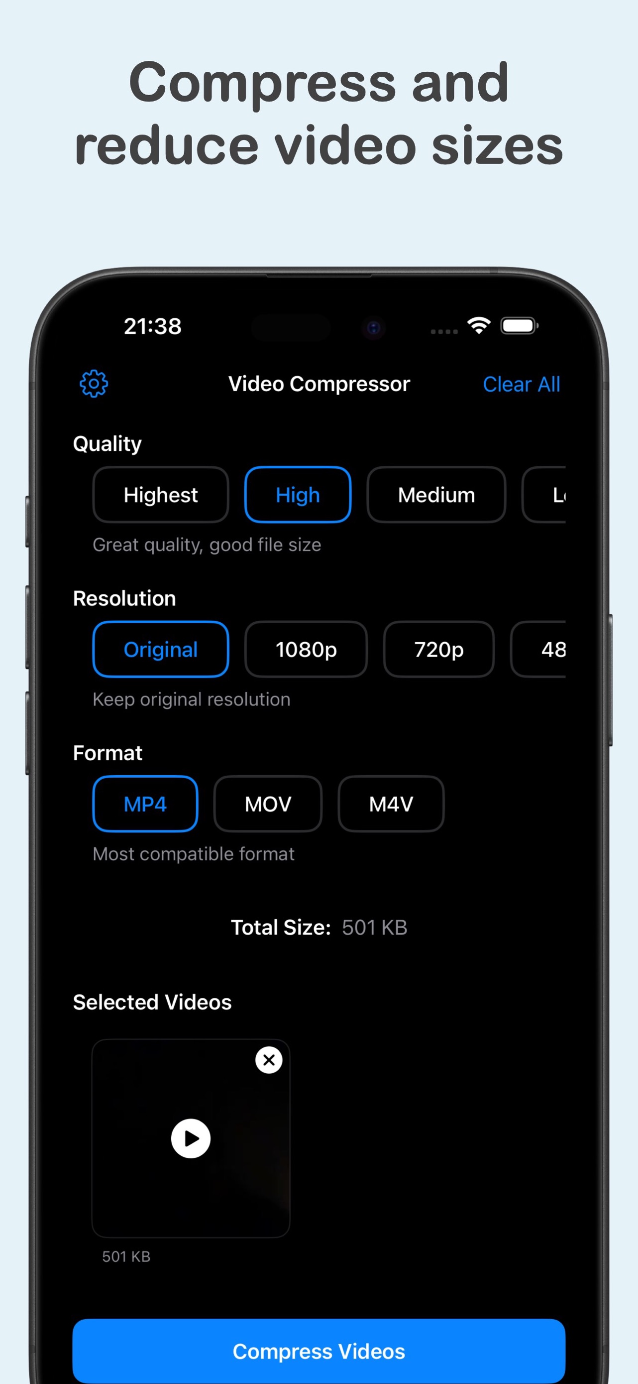 VidCompress - Video Compressor screenshot 1 of 4